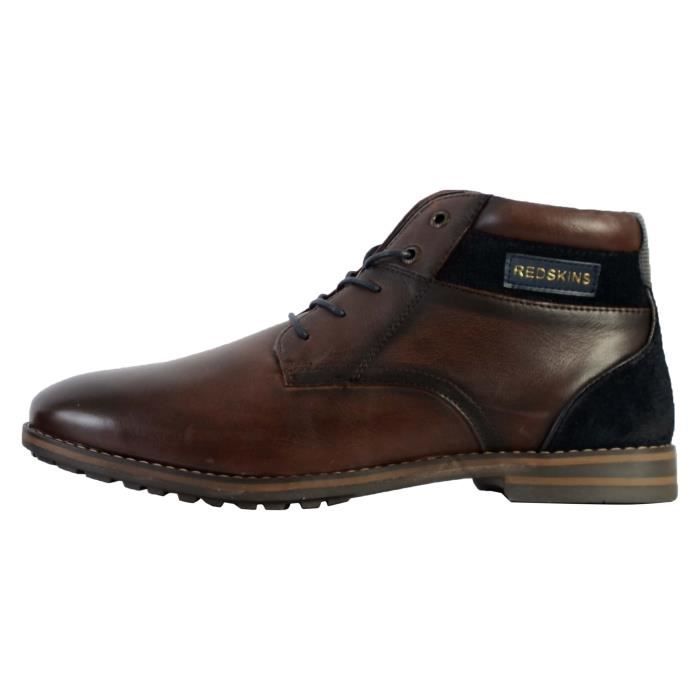 Bottines Homme Redskins Elec Cuir Chataigne Marine Lacets Ronds Confort Exceptionnel Chataigne marine Cdiscount Chaussures