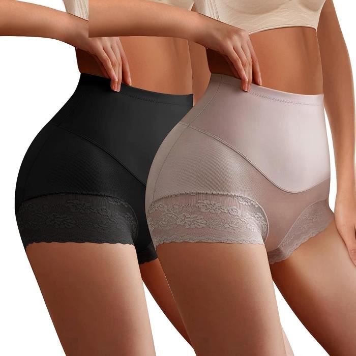 2pcs CULOTTE SLIP Femme Culotte Gainante Femme Ventre Plat Sculptante Taille Haute sous vetements Amincissante Shapewear Minceur