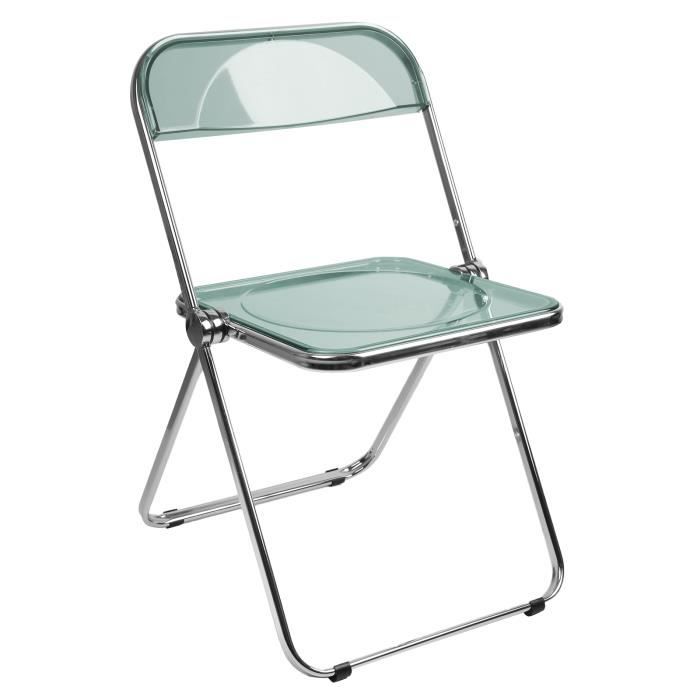 ohmg chaise chaise pliante en acrylique avec dossier (vert) pour salon, chambre, bureau, salle de réunion, etc.