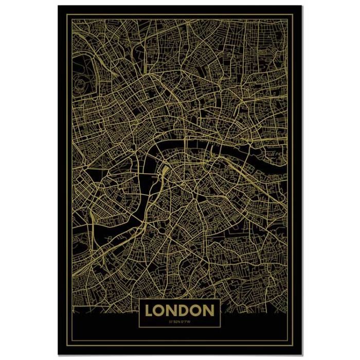 Panorama Poster Carte Or De Londres 70 X 100 Cm Imprimee Sur Poster De Grande Qualite Poster Ville Noir Et Or Poster Moderne Cdiscount