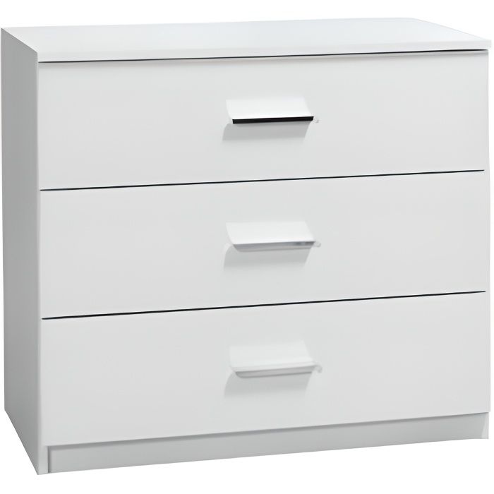 Commode PANAREA 3 tiroirs façades laquées blanches. 41 Blanc Commode PANAREA 3 tiroirs façades laquées blanches. 41 Blanc