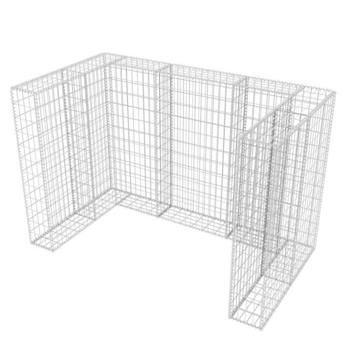 Cadre à Gabion De Poubelle Double 180x100x120 Cm - Panier à Pierres Robuste