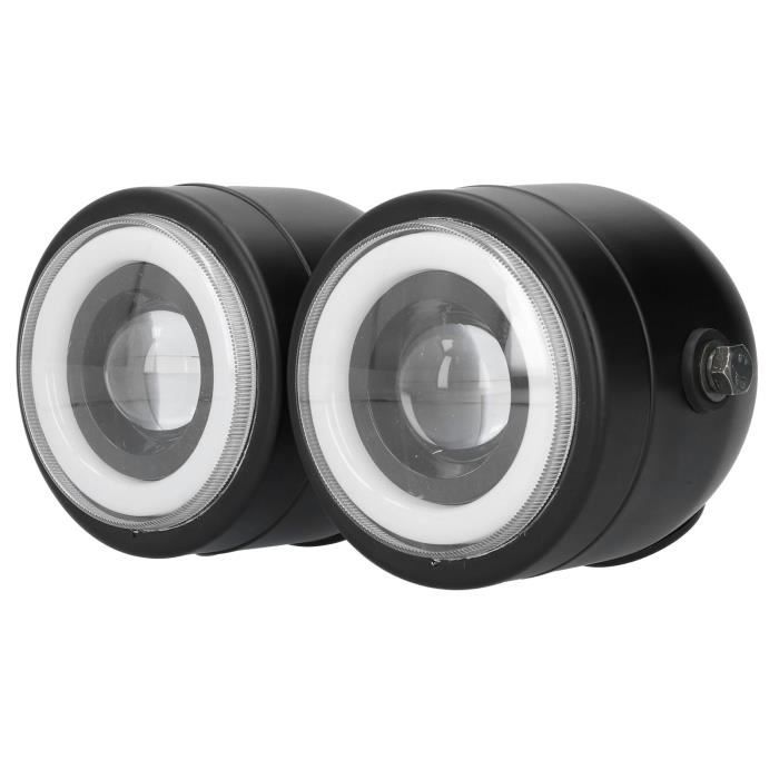 Phares feux Moto universel rétro lumineux LED 12V H4 35W phare moto rond  tête lampe frontale avec support noir - 7 pouces - Cdiscount Auto