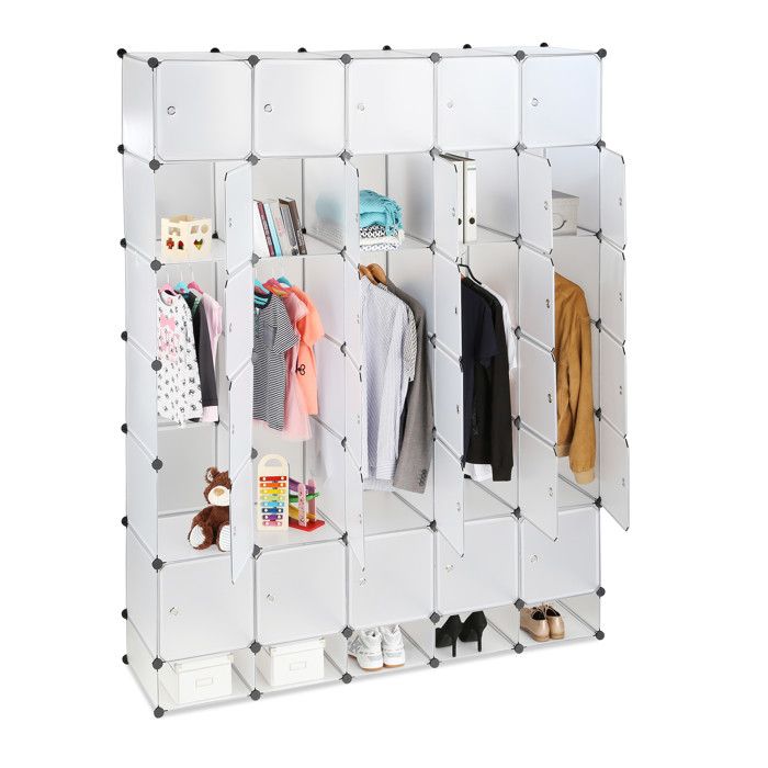 Relaxdays Penderie armoire cubes étagère rangement 25 casiers plastique