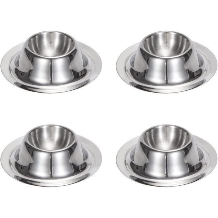 Lot De 4 Coquetiers En Acier Inoxydable – Porte-Œufs Métal Design Élégant, Plateau Petit-Déjeuner Stable Restaurant Maison