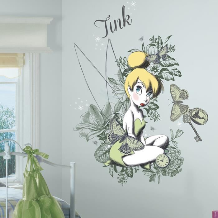 Stickers géant Vintage Fée Clochette Disney Fairies Cdiscount Maison