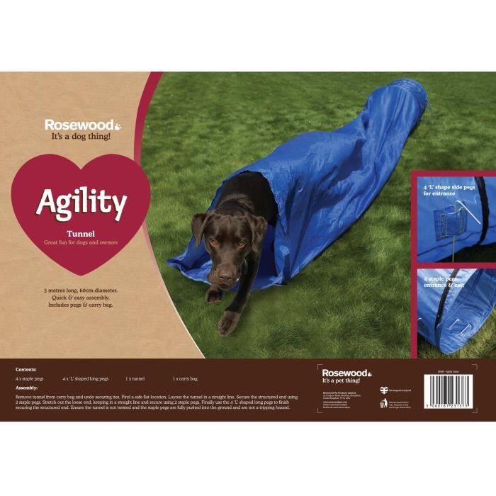 Tunnel dagilité pour chien - ROSEWOOD - 5m x Ø60cm - Extérieur
