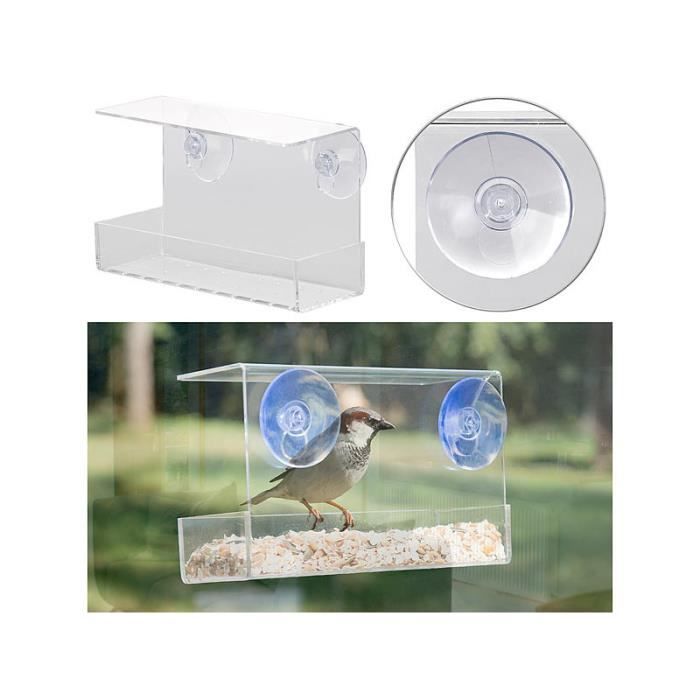 Mangeoire à Oiseaux Transparente SUQ I OME Avec Ventouses - Pour Fenêtre, Observation Des Oiseaux (cardinaux, Geais, Pinsons)
