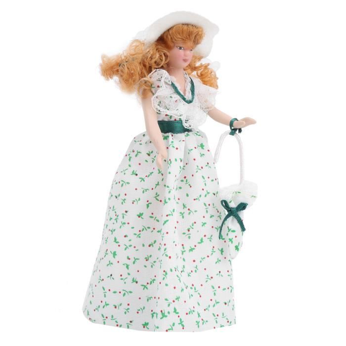 Poupée En Porcelaine Habillée Velours - Figurine Décorative 30,5 Cm, Avec Présentoir, Pour Décoration Intérieur Ou Bureau