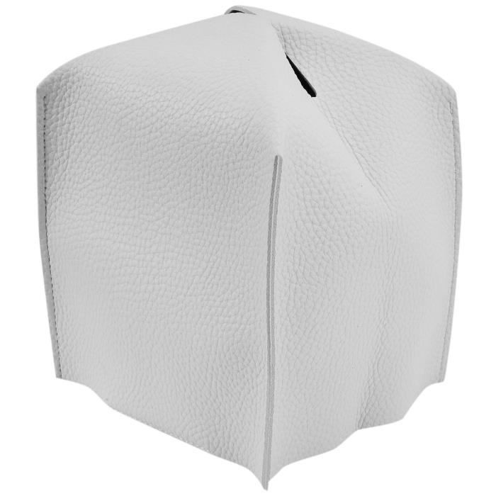 Couvercle De Boîte à Mouchoirs En Cuir PVC Imprimé Peau De Vache - 13,2 Cm Cube - Avec Sangle De Fixation - Déco Intérieure
