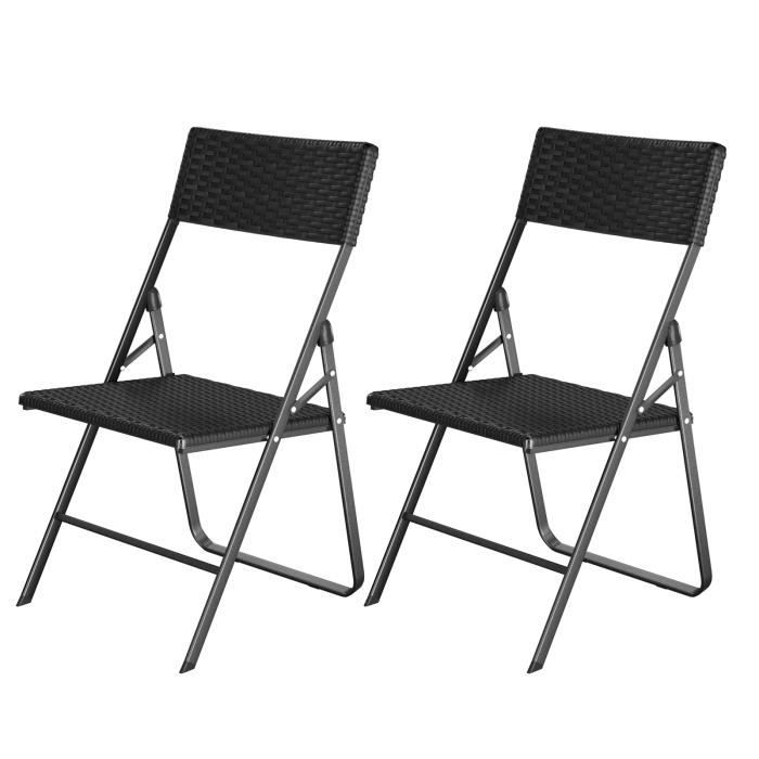 Songmics Lot De 2 Fauteuil De Jardin Chaise Pliable Stable Legere Aspect Imitation Rotin Plastique Balcon Terrasse Camping Gpc02bk Achat Vente Fauteuil Jardin Songmics Lot De 2 Chaises Cdiscount