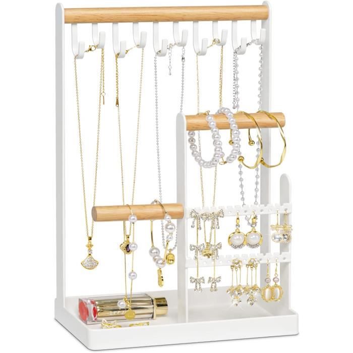 Présentoir Bijoux Fer Et Bois – Étagère Porte-Collier Boucles D’Oreilles Bracelets Décorative Rustique