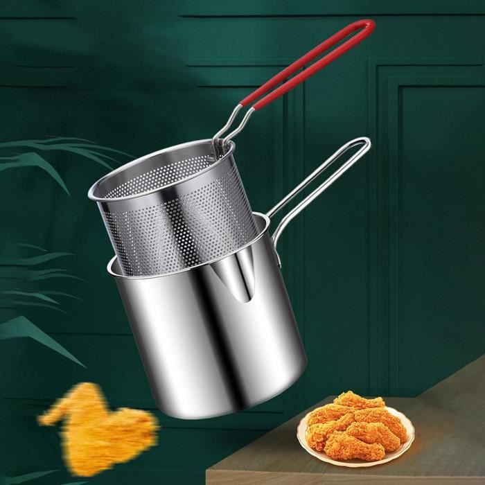 Mini Friteuse En Acier Inoxydable 304 - Style Japonais Avec Passoire Pour Frites Et Tempura
