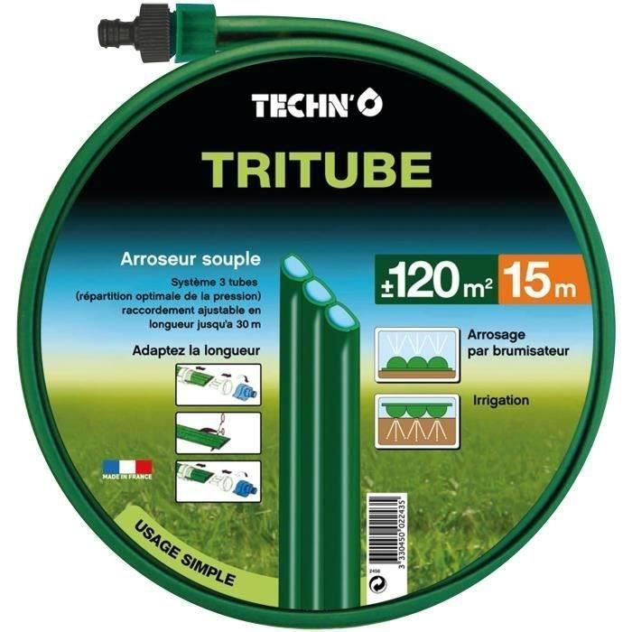 TECHNO Arroseur souple tritube vert - 15 m