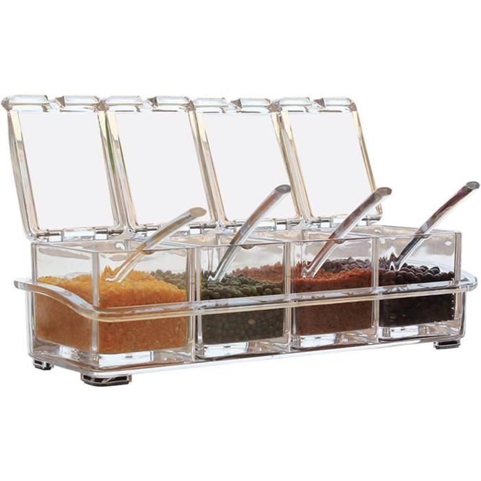 6 Pots à Épices Holzsammlung Avec Sac De Transport - 3x100ml Liquide + 3x80ml Poudre - Parfait Camping