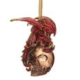 Design Toscano   Ornement - Crâne noir charbon et dragon Ornement de vacances: Ensemble de trois - Statue de dragon Crâne décor - QS-1