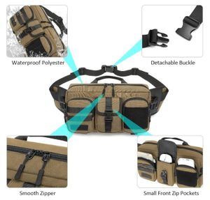 Sac Banane Homme/femme Noir - 4 Poches - Ceinture Réglable (91-138cm) - Nylon 900D - Pour Sport/voyage
