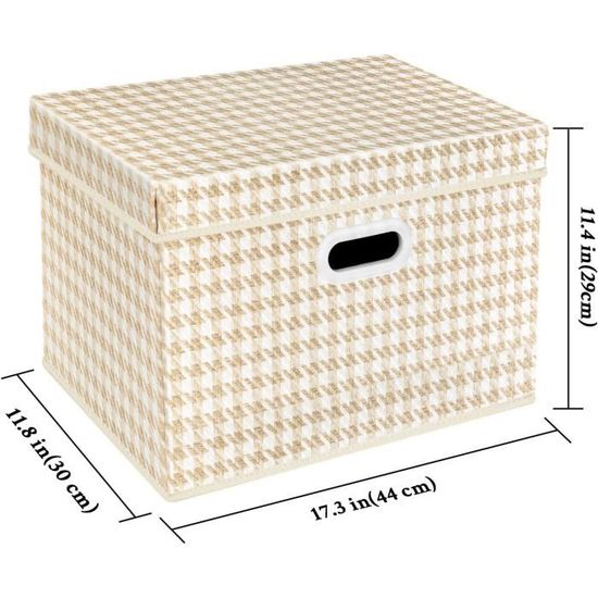 Boîte de Rangement Pliable avec Couvercle et Poignées, Panier de Rangement  en Tissu de Lin Lavable, Caisse de Rangement pour V[1244] - Cdiscount Maison