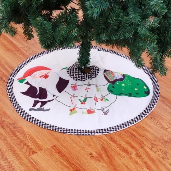 Jupe De Sapin Fantaisiste Père Noël – Vert Et Multicolore – Diamètre 48 Cm – Neuf