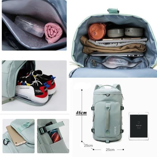 Sac De Sport CARRYFITNESS 37L - Compartiment à Chaussures, Imperméable, Léger, Pour Voyage & Gym