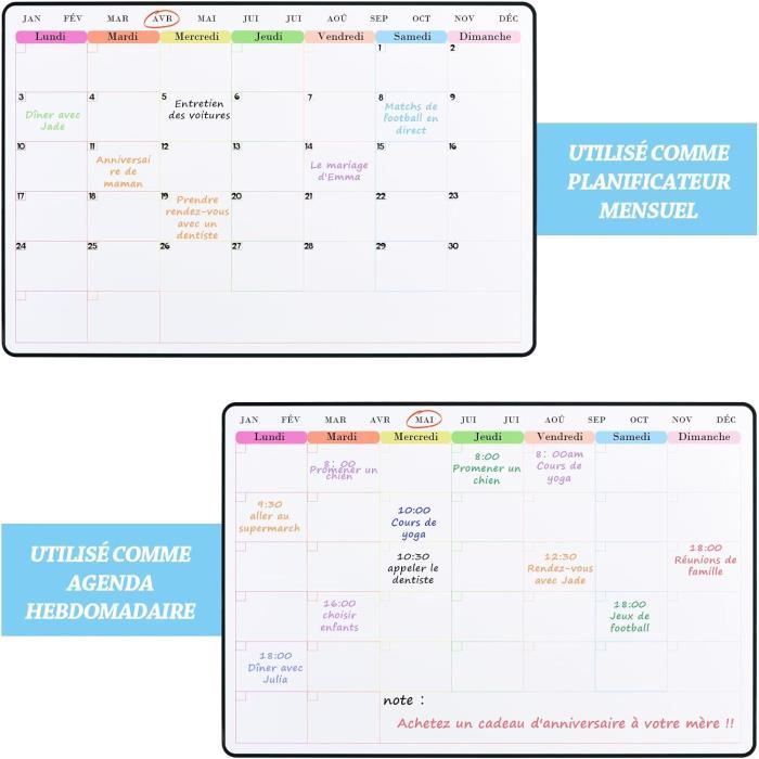 Planning Semaine Magnetique Emploi Du Temps,Semainier Organisateur  Frigo,Calendrier Tableau Blanc Menu Planning,Planificateur[H59]