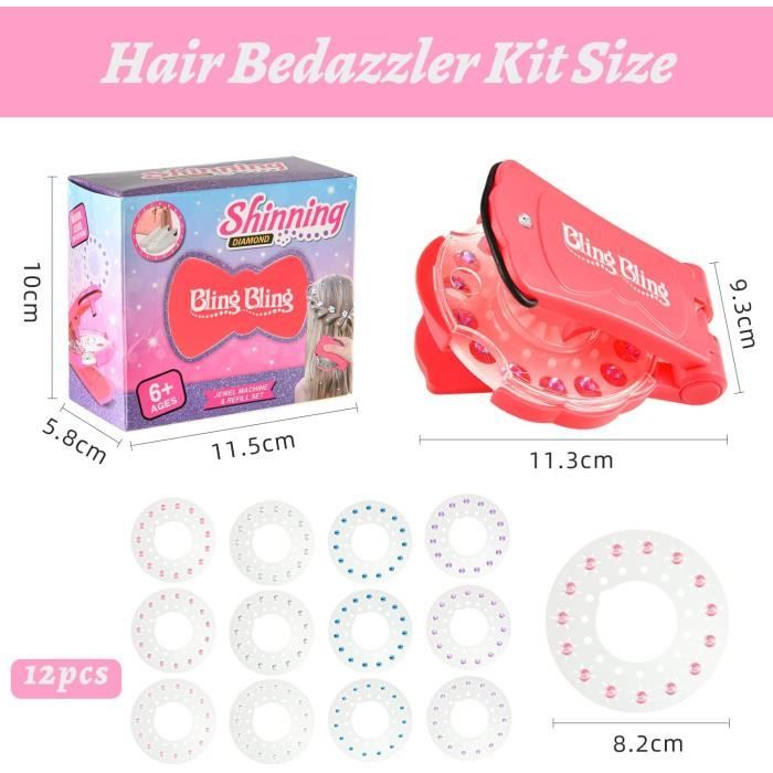 Strass Cheveux Yeefunjoy Machine A Strass Pour Cheveux Avec 180 Gemmes Décoratives,Shining Bijoux Diamond Styler Kit,Machine ,Glam Styling Tool Kit Diamond Styler Kit De Jouets Créatifs Pour Filles Joué Fille