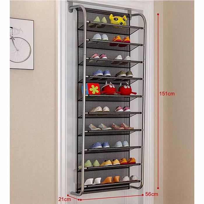 Lot De 2 Organisateurs Chaussures Porte Suspendu 10 Poches – Range-Chaussures Pliable Blanc Gris Avec Crochets