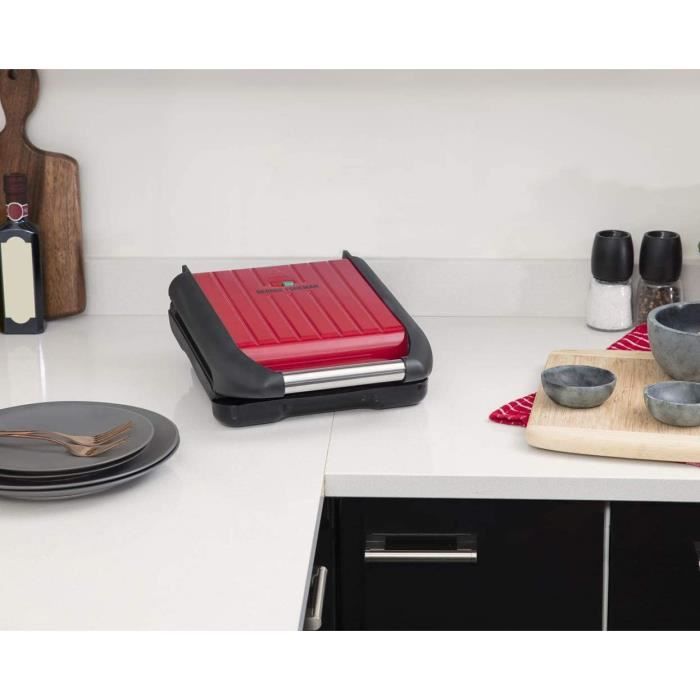 Grill Electrique George Foreman 1650W - 5 Portions - Antiadhésif - Bac Graisse Amovible - Gris