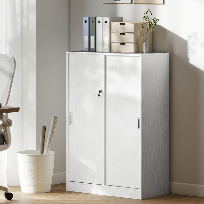 Commode Bureau Vinsetto 38x38.5x55.5cm - Armoire à Roulettes - Étagère Réglable - Porte Métal - Blanc