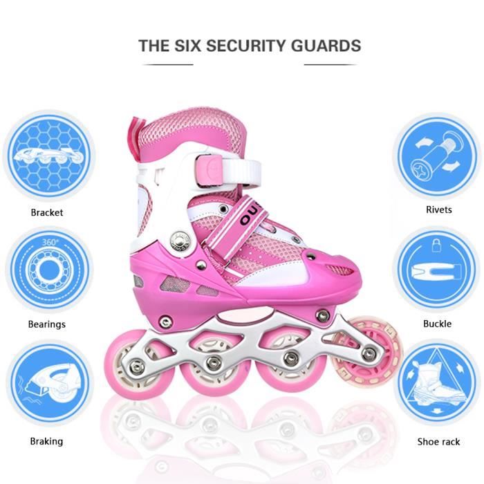 Patins En Ligne Enfant Réglables Avec Roues Lumineuses - Taille S/M/L Pour 3-12 Ans Et Plus - 3