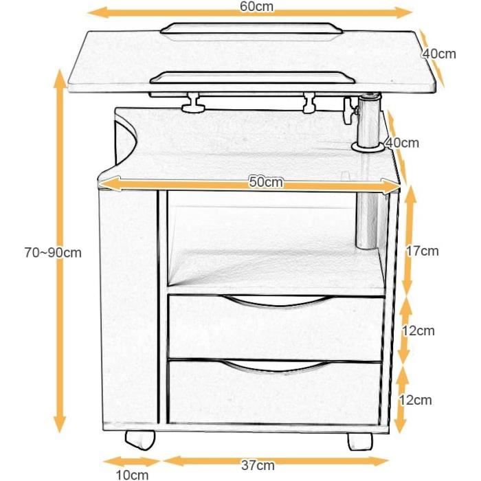 SogesHome Table à Dessin Réglable Hauteur + Inclinaison 0-45° Avec 2 Tiroirs – 120x60 Cm Idéale Artistes, Architectes, Étudiants (SH-UT-DT1027)