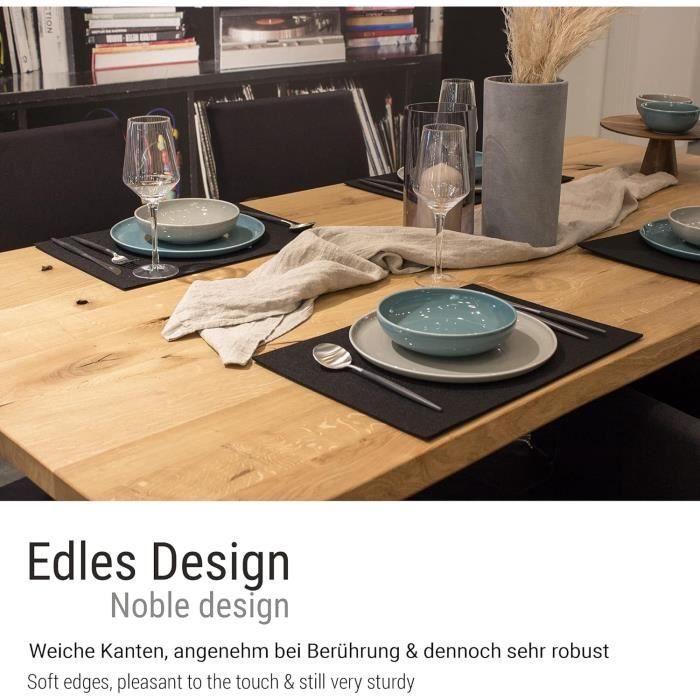 Lot de 6 sets de table lavables en feutre dans des couleurs modernes (au  choix), feutrine, Noir , Lot de[S450] - Cdiscount Maison