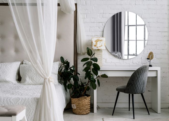 Miroir Rond Décoratif 100 Cm - Cadre Blanc/Noir - Fixation Murale - Neuf Tulup