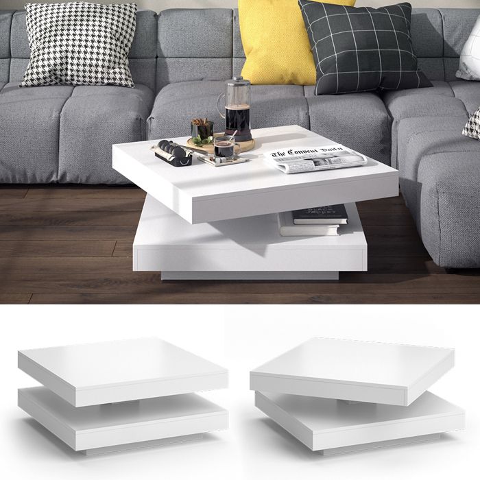 Table basse,Table d'appoint, Table de Salon Blanc brillant 102x50x44 cm