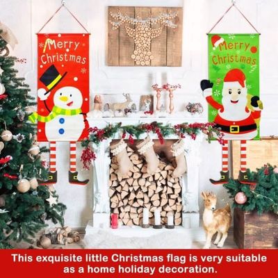 2 Bannières Joyeux Noël - Décoration Porte Français 180x30cm - Thème Gnome Flocons Neige