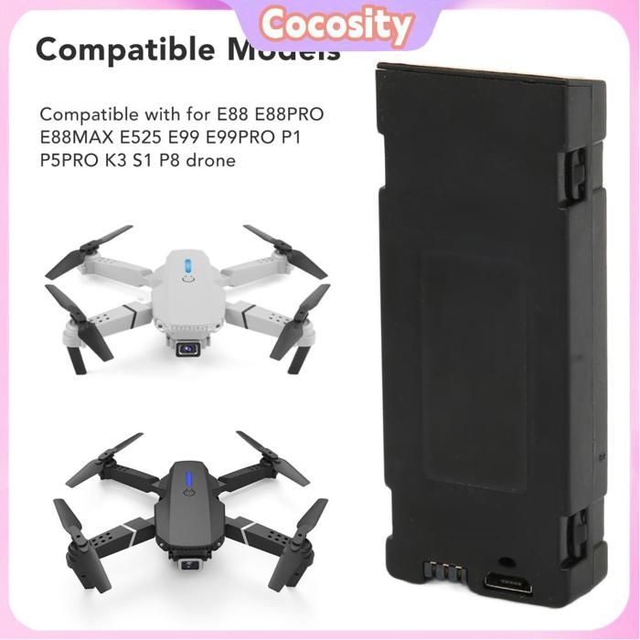 Batterie Drone RC 1800mAh 3.7V - Compatible E88, E88MAX, E525, E99, K3 - Haute Capacité