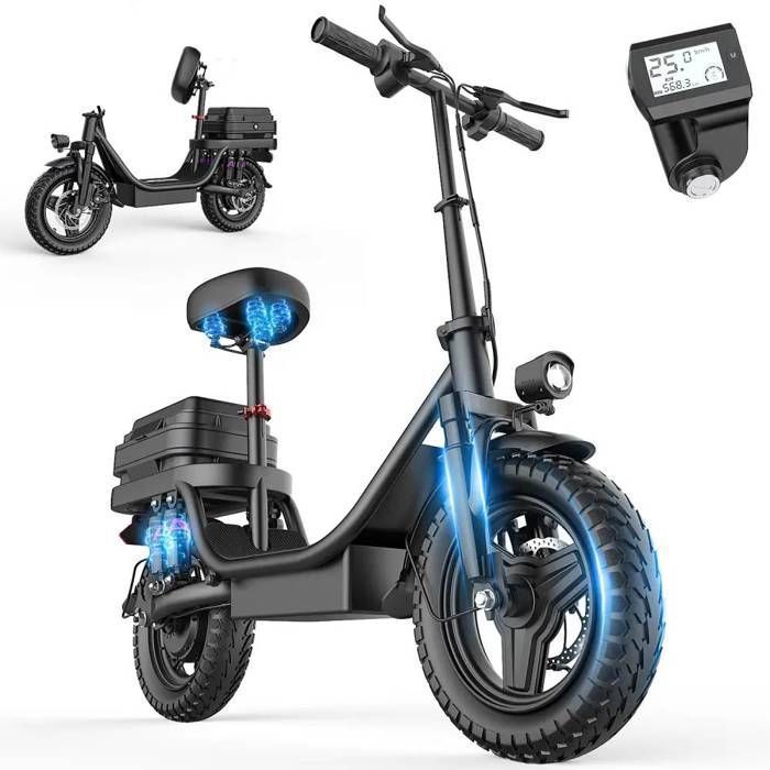 Trottinette électrique Pliable Avec Siège - GQ8 Noir Pour Adultes - 250W, 48V, Autonomie Longue