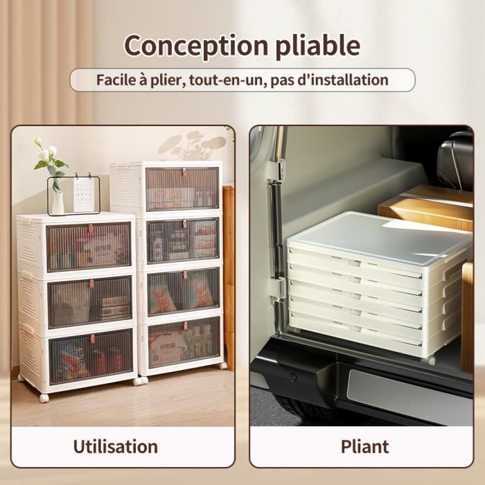 YIPEEMA. 64*28*39 CM - BAC DE RANGEMENT RABATTABLE PLIABLE À 3 COUCHES ...