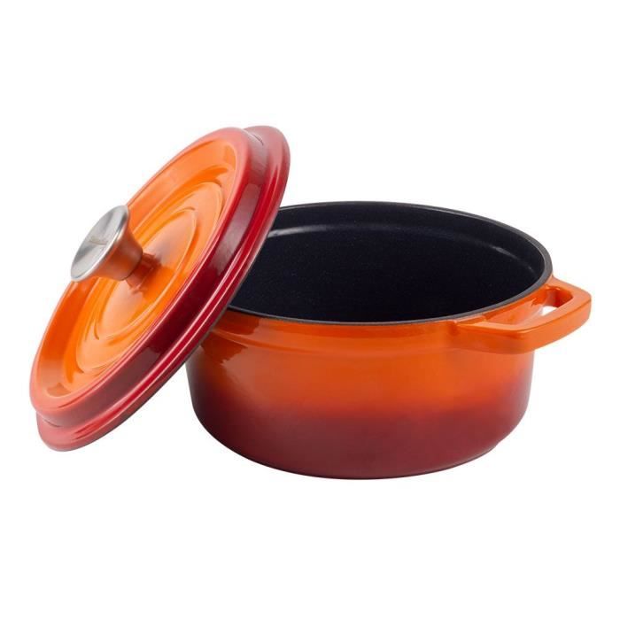 Ancienne Cocotte en Fonte Emaillée Orange - 5 L - Vintage French Finds