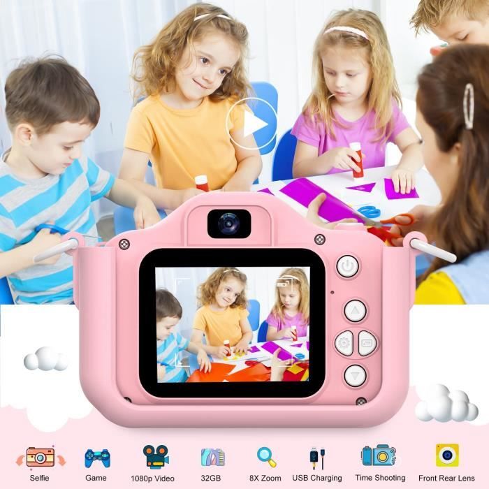 Appareil Photo Enfant 2 En 1 - 48MP, Vidéo 1080P, écran 7cm, Avec Coque Et Accessoires De Fixation - 2