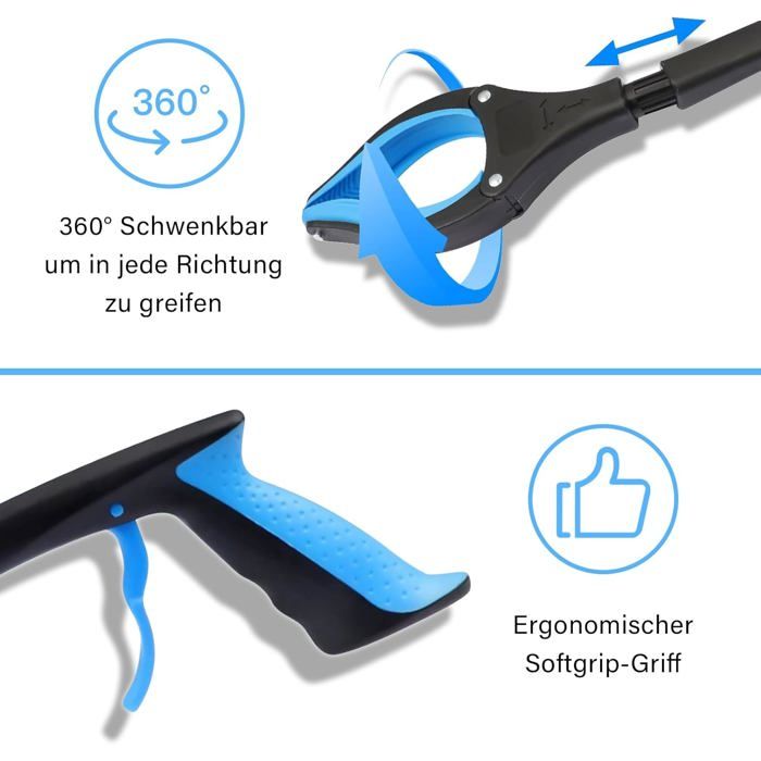 Outil De Ramassage, Pince Télescopique En Aluminium De 82 Cm Avec Tête Pivotante à 360°, Poignée