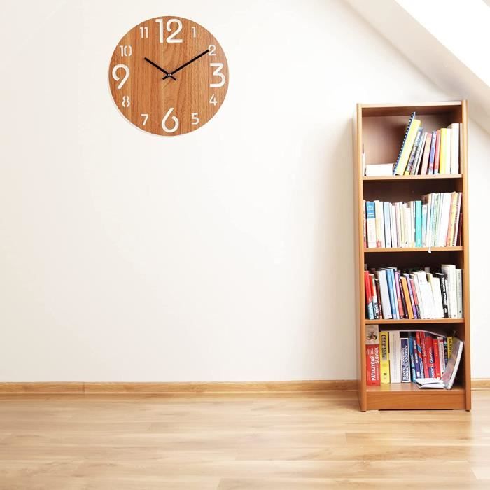 Horloge Murale Vintage Bois Et Acrylique Transparent - 30 Cm - Silencieuse (sans Tic-tac) - Fonctionne Sur Pile AA - Décoration Bureau, Salon, Chambre