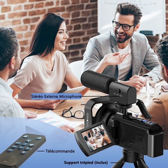 Jectse Caméscope Vidéo Full HD 16MP - Appareil Photo Numérique Enfant Avec Écran 2" TFT, Zoom 16X, Vision Nocturne IR, 64GB