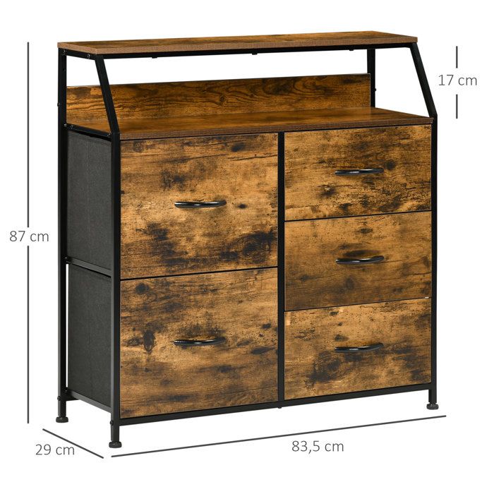 Commode - HOMCOM - 5 tiroirs pliables en tissu meuble de rangement chambre - acier - 58x29x99cm - multicolore - Maison Commode - HOMCOM - 5 tiroirs pliables en tissu meuble de rangement chambre - acier - 58x29x99cm - multicolore - Maison