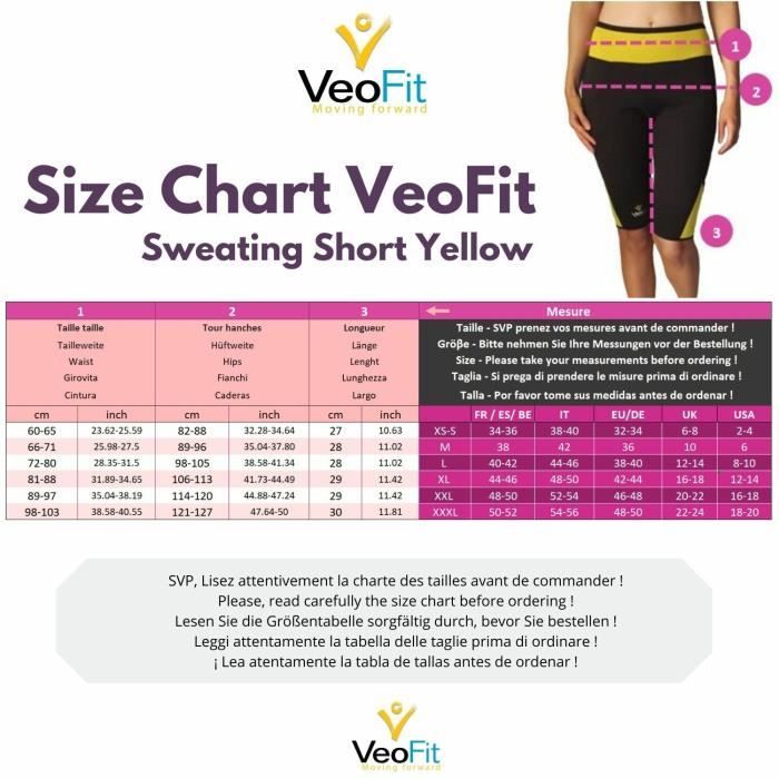 VeoFit Short de Sudation Taille L Tonifie le ventre les fesses