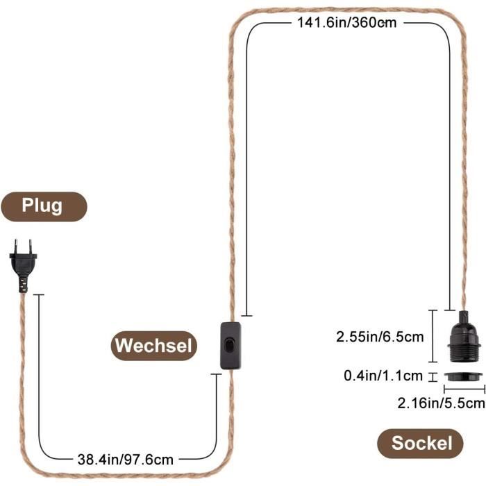 Suspension DIY avec corde de chanvre, câble textile, suspension