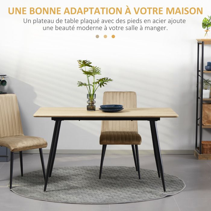 Table à manger 4 personnes, table de cuisine moderne avec plateau aspect bois, 70 x 70 cm, bois naturel | Leroy Merlin