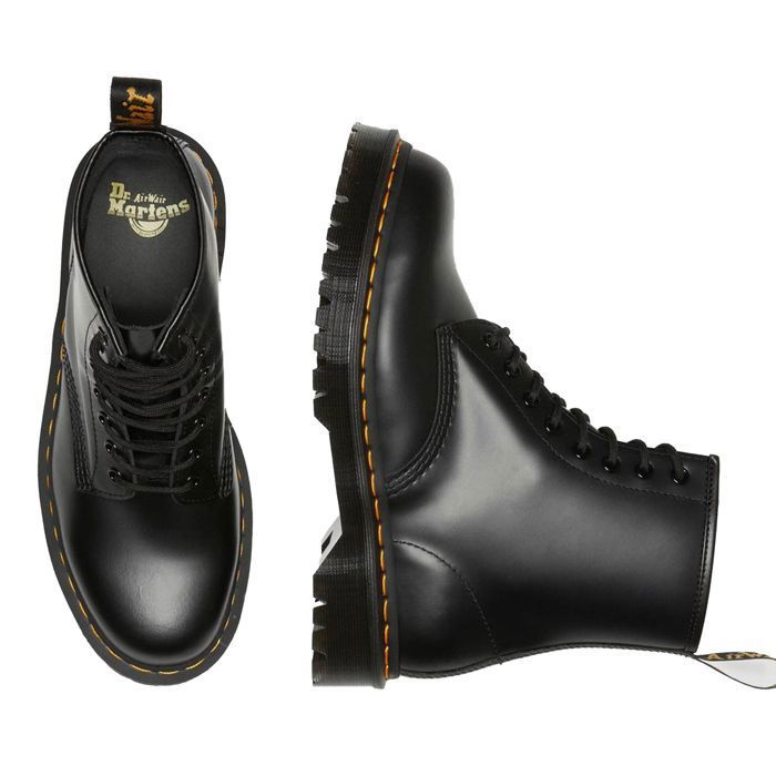 Bottes à lacets JADON - DR MARTENS - Cuir - Plateau 6cm - Noir Noir