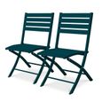 Chaise de jardin pliante - CITY GARDEN - MARIUS - Aluminium - Bleu canard - Contemporain-0