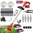 OUTIGO Débroussailleuse Électrique sans Fil, Débroussailleuse à Gazon avec 2 Batteries et 4 Types de Lames,Poignée réglable,